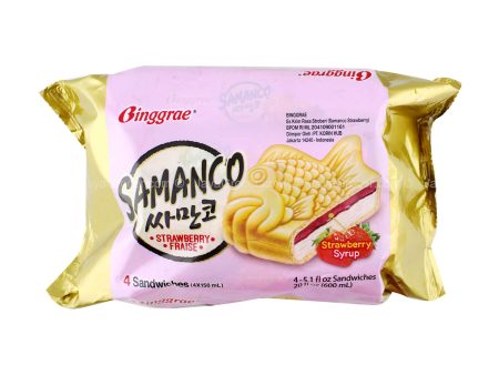 Binggrae Samanco Strawberry Sandwich Ice Cream 150ml x 4 Supply