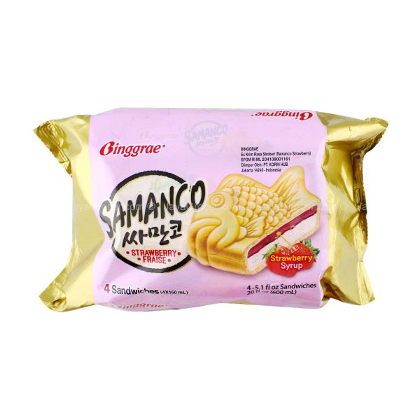 Binggrae Samanco Strawberry Sandwich Ice Cream 150ml x 4 Supply