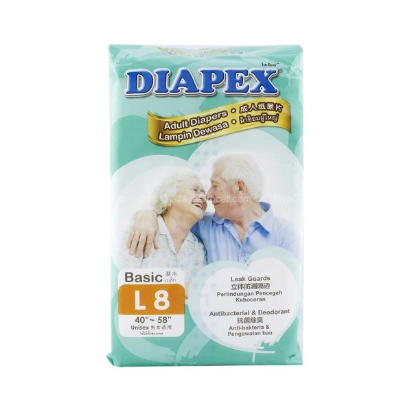 Diapex Adult Diapers (Large) 8pcs pack Discount