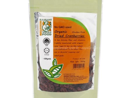 RADIANT ORGANIC DRIED CRABERRIES 100G *1 For Sale