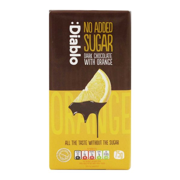 Diablo No Added Sugar Dark Chocolate with Orange 75g For Cheap