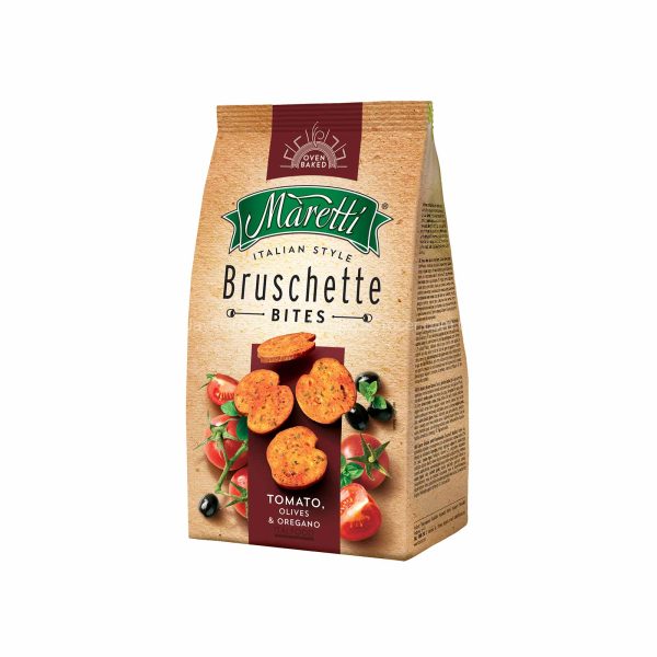 Bruschette Maretti Tomato, Olives & Oregano Flavour Baked Bread Snack 70g on Sale