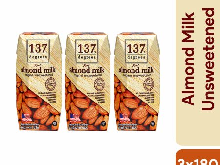 137 Degrees Unsweetened Almond Milk 180ml x 3 Supply